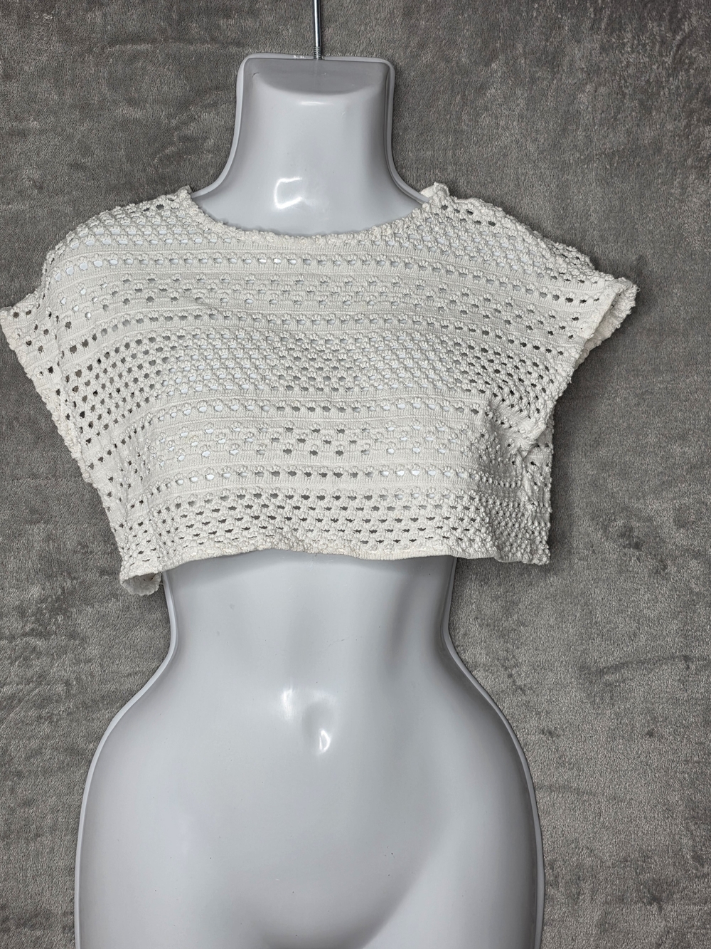 ZARA Crochet Knit Crop Top Size 10 | Boho Ivory Open Knit Festival Beach CoverUp
